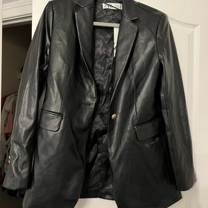 brand new black leather zara blazer